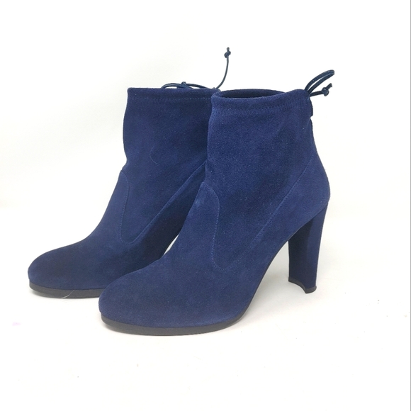 Stuart Weitzman Navy Suede Perfection Bootie Size 6 1/2 - Picture 9 of 10
